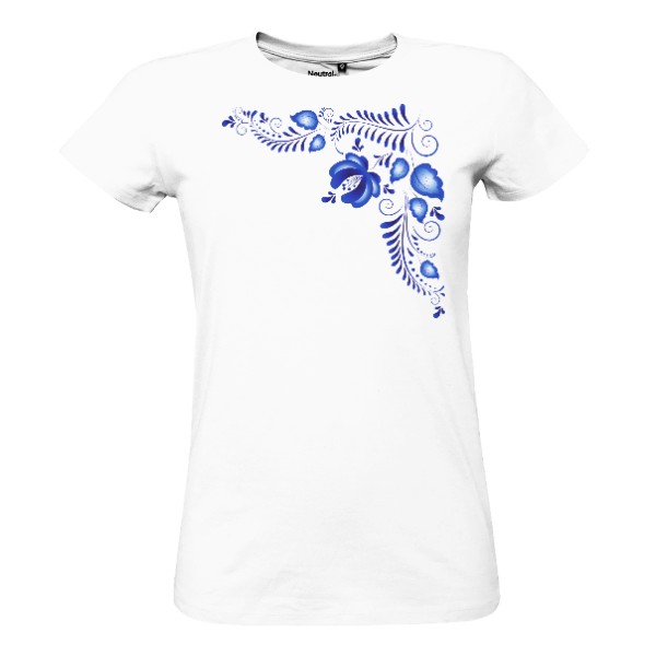 Tričko s potiskem Lidový ornament, modrotisk